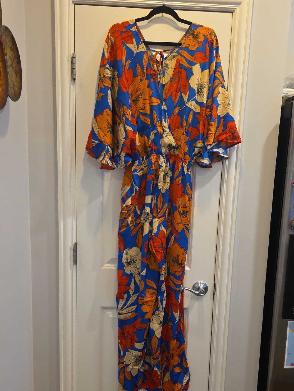 NWT Easel Large Floral Blue Wide-Leg Jumpsuit - Picture 5 of 10